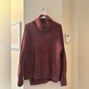 Pink Rose Purple Turtleneck Sweater